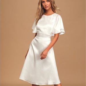 Cabaret Queen White Embossed Polka Dot Dress